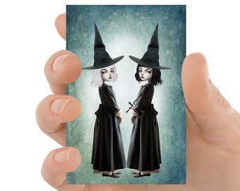 Witchy Art ACEO Print, Sister Witches Artist Trading Card