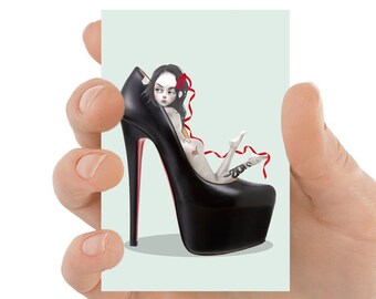 High Heel Shoe ACEO Print, Stiletto Heel ACEO Art Card