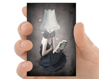 Moth Girl ACEO Card, Surreal Art