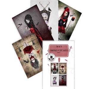Postkarten Set x 4 | Vampir Kunst Postkarten Bundle