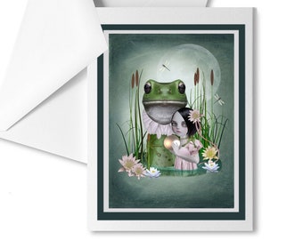 Princess And The Frog Fairytale Art Greeting Card