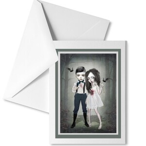 Vampir Kunst Grußkarte | Gothic Briefpapier | Unikat für jeden Anlass