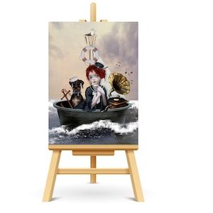 Pop Surreale ACEO Künstler Sammelkarte – Nautisches Mädchen und Seehund
