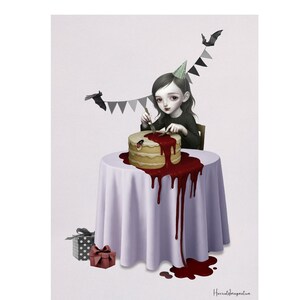 Vampire Birthday Art Print - Creepy Cute Wall Art | Gothic Artwork