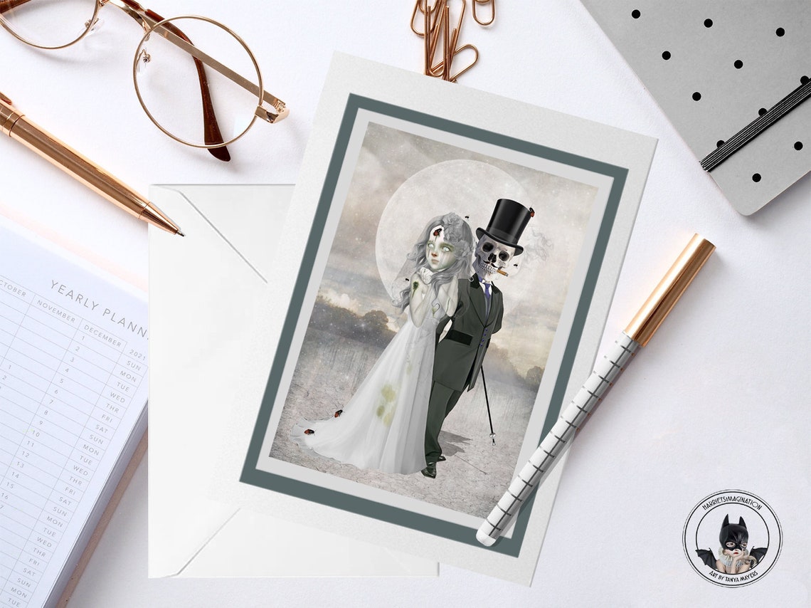 Gothic Hochzeitskarte Goth Braut und Bräutigam Grußkarte Etsy