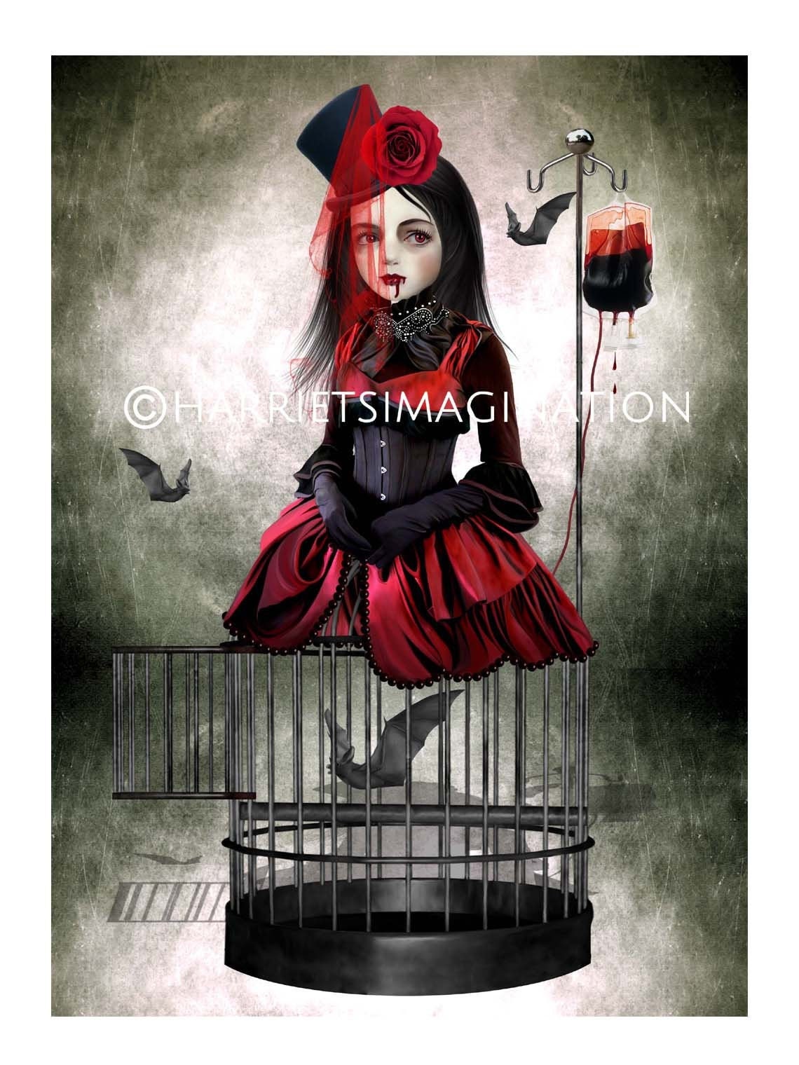 Vampire Art Print, Gothic Home Decor, Dark Surreal Art -  HarrietsImagination