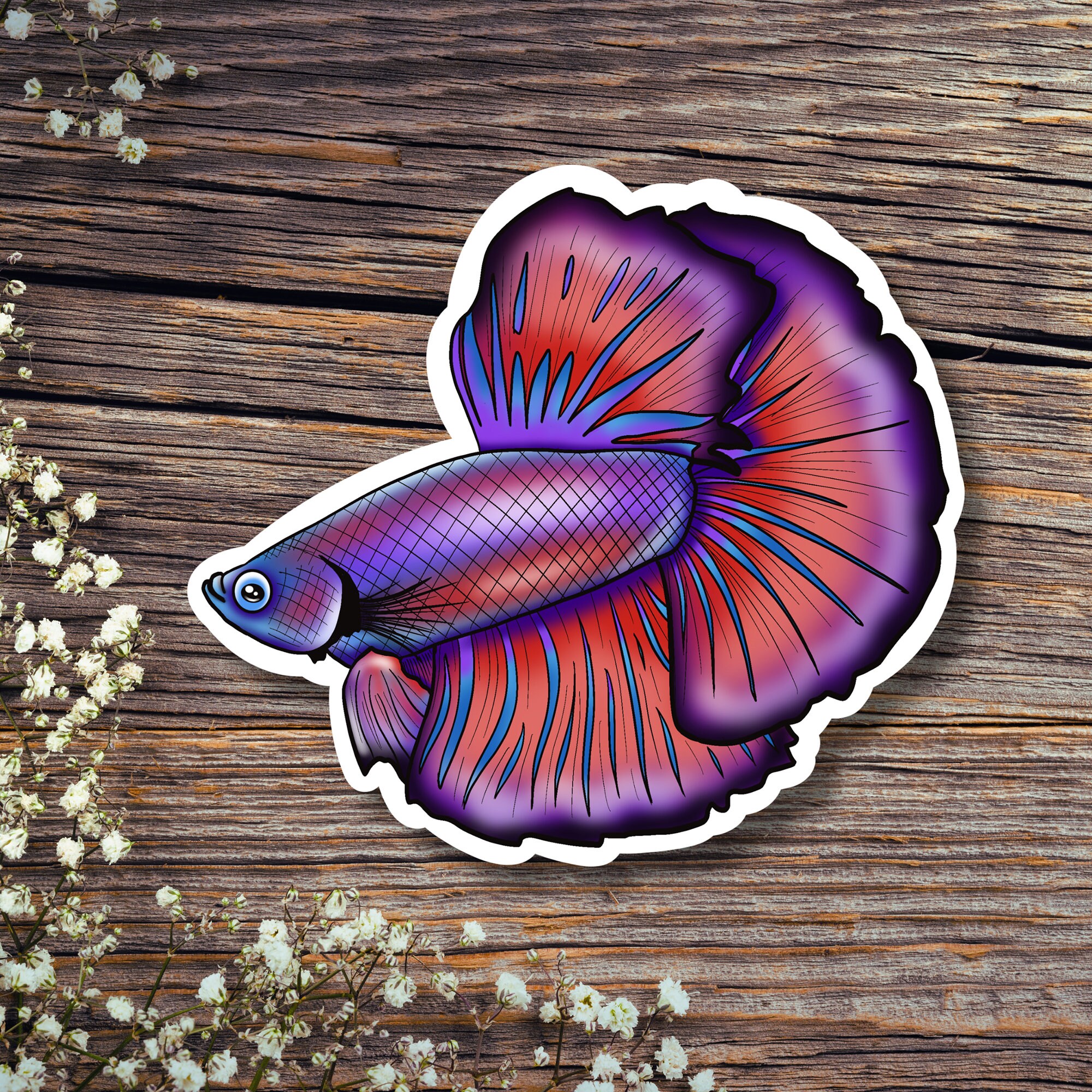 Betta Fish Die-cut Sticker, Betta Fish Lover, Hydro Flask Sticker ...