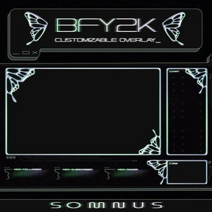 Twitch Stream Package - BFY2K / Stream Overlay / Butterfly / Streamer / Y2K / Cyber Punk / Futuristic / Cute / Green / Chrome / Purple /