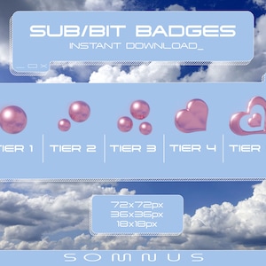 Twitch Sub Badges - DREAMSCAPE / Bit Badges / Emote / Y2K / Cyber Punk / Futuristic / Pink / Cute / Aesthetic / 2000&#39;s / 90&#39;s / Stramer