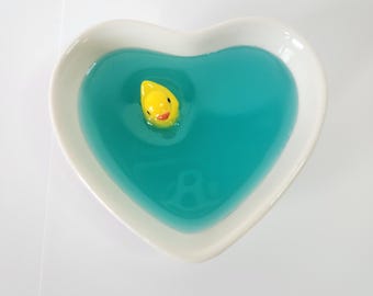 Ring Dish with Rubber Duckie, Jewelry Holder, engagement gift, wedding gift, Mother's day gift