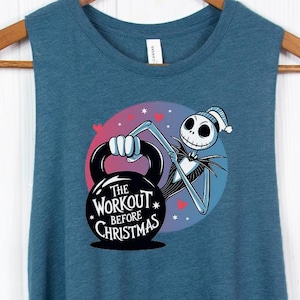 Funny Christmas Workout Shirt Holiday Workout Tank Tops Christmas Fitness Shirts Gifts CrossFit Tank - The night before christmas