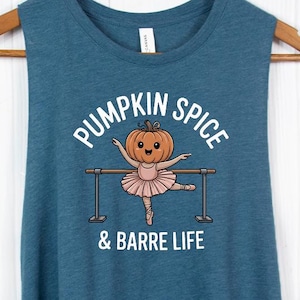 Lustige Halloween Workout Shirts Barre Tanks Lustiges Barre Shirt Pilates Workout Top Barre Instrukteur Pumpkin Spice & Barre Life