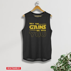 Que las ganancias te acompañen - Camiseta motivacional, camiseta sin mangas para mujer, camiseta de gimnasio, camiseta de fitness, camiseta de entrenamiento, culturismo, motivación de gimnasio