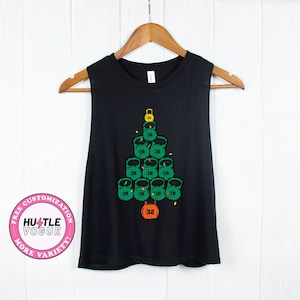 Kettlebell Christmas tree design funny Christmas workout tank funny holiday gym shirt christmas crossfit gifts kettlebell shirt crossfit top