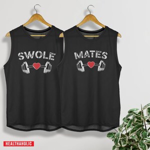 Swole mates - koppel bijpassende sportschooloutfit - Valentijnsdag sportschoolcadeaus - trainingstanks, sportschoolshirts, sportschoolpaar cadeau - gewichtheffenshirt
