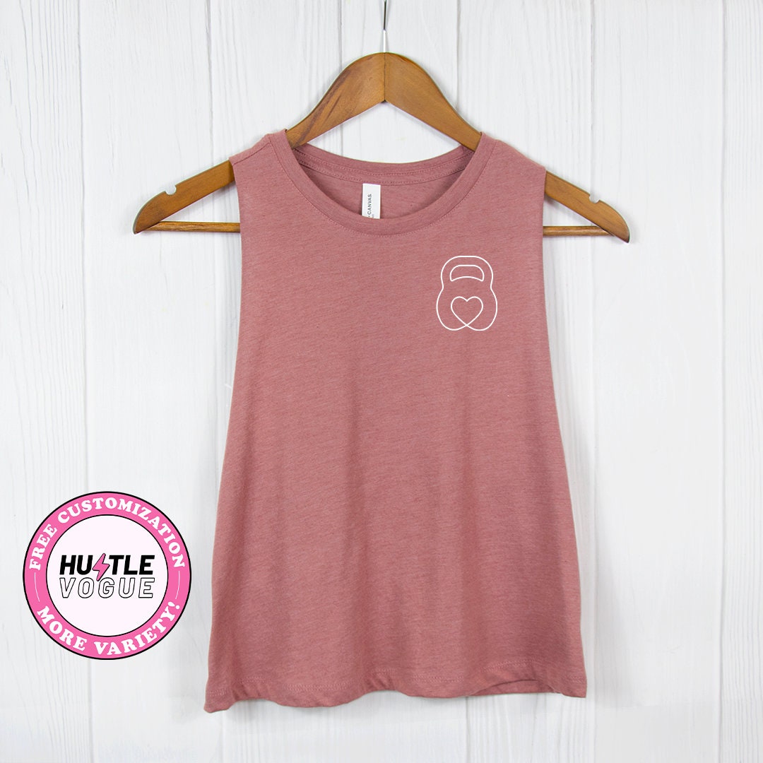 Kettlebell shirt Crossfit tank tops women's crop top kettlebell pocket t-shirt workout tanks CrossFit gift kettlebells