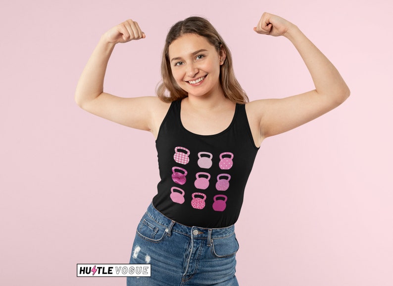 Pink Kettlebells Shirts Crossfit Tank Top workout tanks for women Pink workout tee Cute Crossfit tops Crossfit gifts Kettlebell Gym tops image 5
