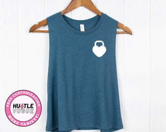 Kettlebell shirt Crossfit tank tops women's crop top kettlebell pocket t-shirt workout tanks CrossFit gift kettlebells