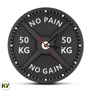 Reloj de gimnasio: reloj sin dolor no hay ganancia: perfecto para la pared del gimnasio, decoración de la pared del gimnasio, regalos de gimnasio y fitness, accesorios de gimnasio