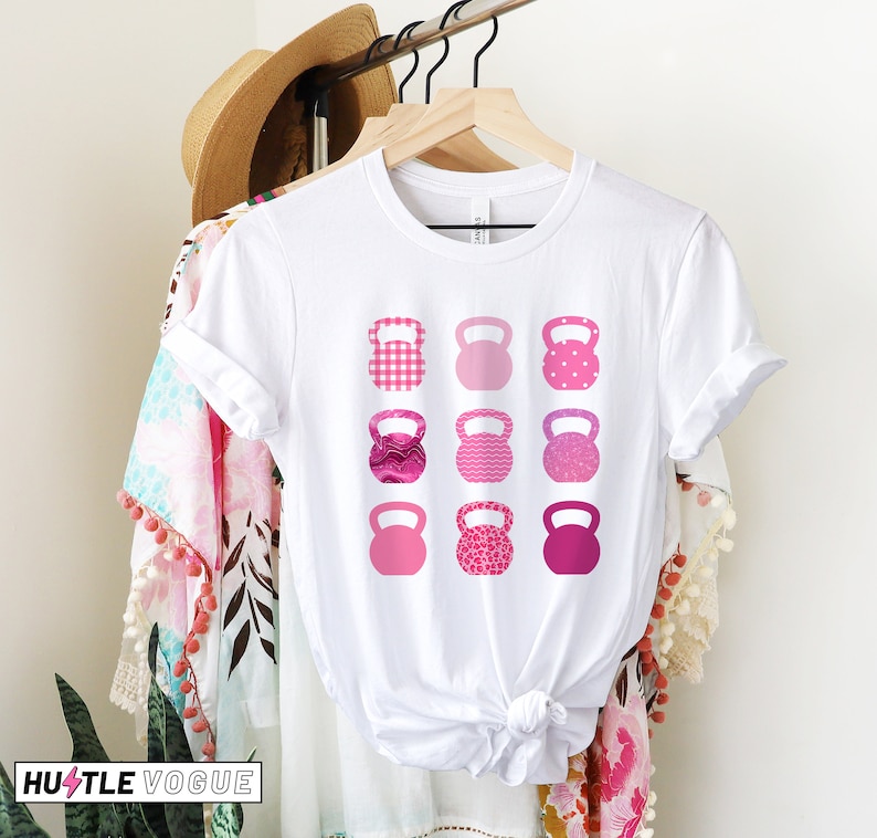 Pink Kettlebells Shirts Crossfit Tank Top workout tanks for women Pink workout tee Cute Crossfit tops Crossfit gifts Kettlebell Gym tops image 3