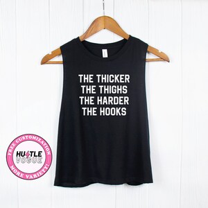 Funny Kickboxing Tank Kickboxing shirt Women&#39;s boxing tee Thicker the Thighs The harder the hooks workout shirt Boxing gifts for her Boxer
