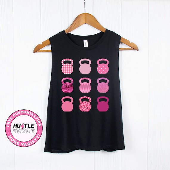 Pink Kettlebells Shirts Crossfit Tank Top workout tanks for women Pink workout tee Cute Crossfit tops Crossfit gifts Kettlebell Gym tops