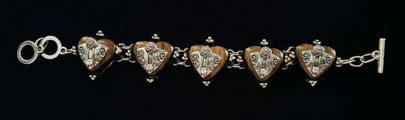Unique vintage Brown Wooden/Metal Bracelet - image 2