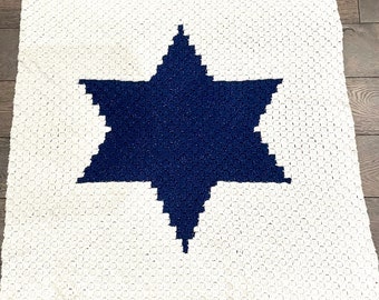 Star of David Corner to Corner Crochet Blanket Pattern, Jewish Star Blanket Pattern