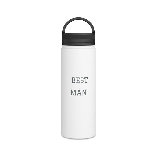 Disover Best Man, groomsmen gift, Stainless Steel Water Bottle, Handle Lid