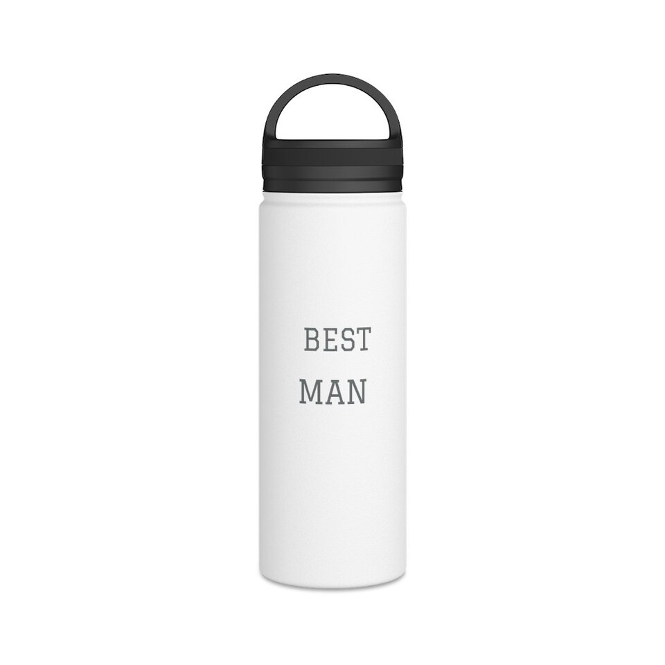 Discover Best Man, groomsmen gift, Stainless Steel Water Bottle, Handle Lid