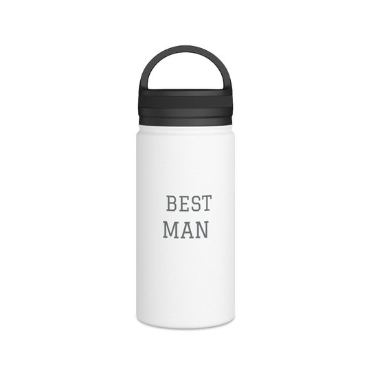 Disover Best Man, groomsmen gift, Stainless Steel Water Bottle, Handle Lid