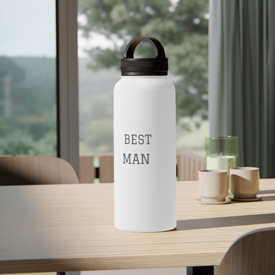 Disover Best Man, groomsmen gift, Stainless Steel Water Bottle, Handle Lid