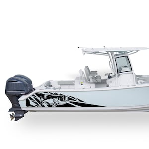 Largemouth Bass Boot Sticker Kompatibel mit Mittelkonsole Boot Decals grafische geometrische Decal Muster marine