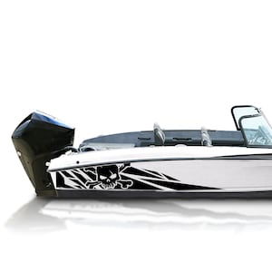 Scull Geometrisches Muster Boot Sticker Aufkleber Kompatibel mit Bass Boot Angeln Piraten Skelett Aufkleber