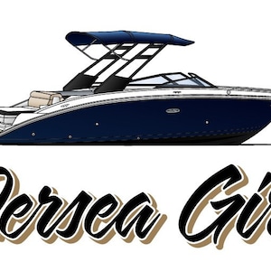 Boat Sticker Decals Compatible with Sea Ray Boat custom name Game Sport Stripes