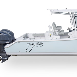 Boat Kit Decals Custom Name Hook sides Compatible with Center Console Boat Hooks Sticker vessel Fishing registration number