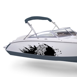 Boat Sticker navigation compass graphic Decals Compatible with Bowrider Boat Fishing compass decal