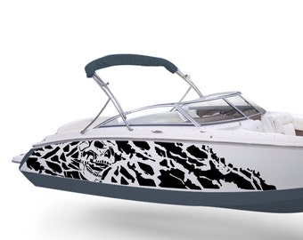Calcomanías para barcos con gráficos de pesadilla compatibles con la calcomanía deportiva de lago Bowrider Boat Scull Nightmare