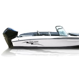 Waves stripe Boat Registration Number Decal Compatible with Bass Boat Sticker Unique Vinyl Name Lettering Marine
