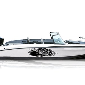 Boot Aufkleber Fisch Scull Grafik Kompatibel mit Bass Boot Sticker Fisch Skelett Splash marine Vinyl