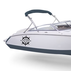 Pirate wheel Boat Decals Left and right sides Compatible with Bowrider Boat Name Sticker boat wheel Fishing Registration Number