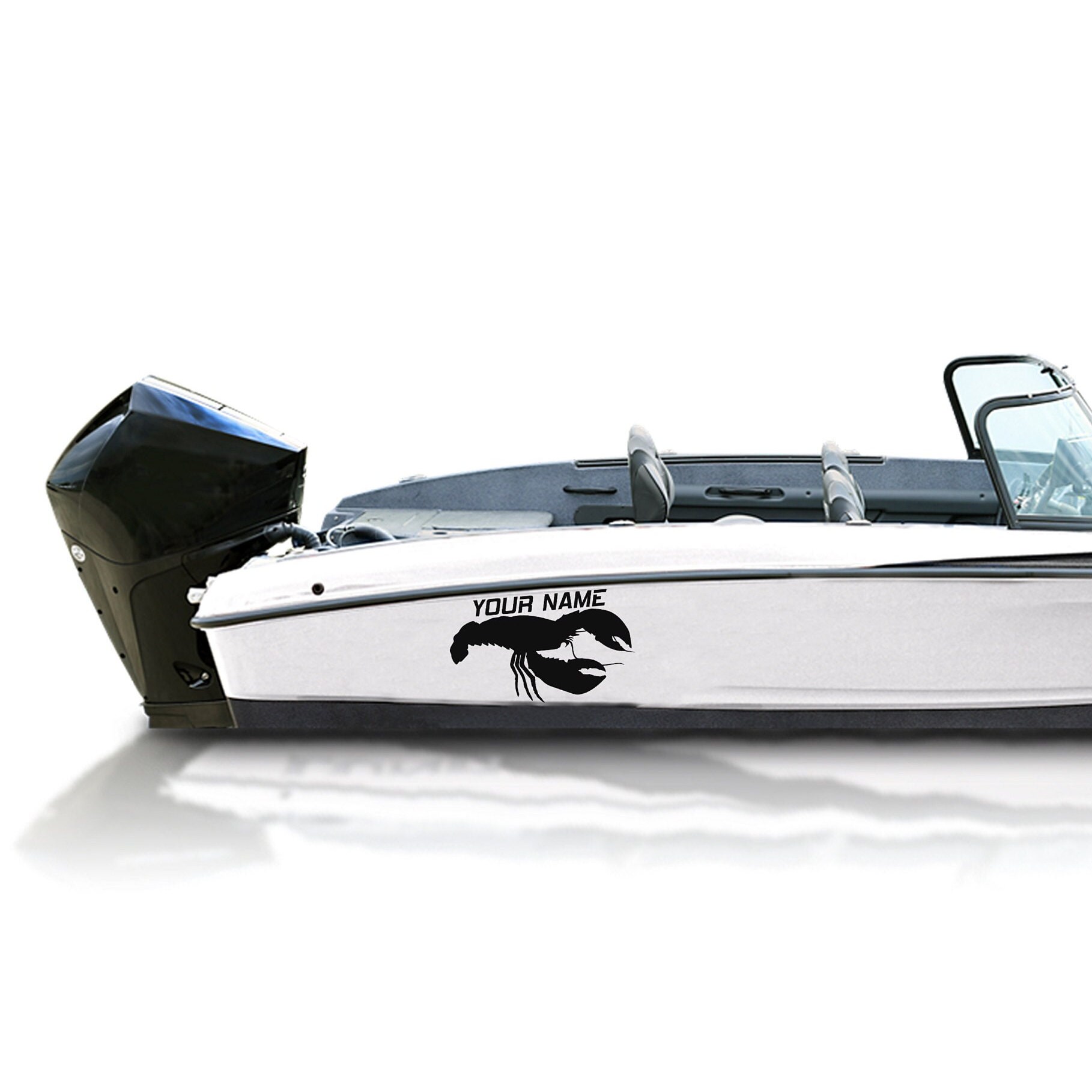 lobster Decal Boat Decal Compatible with Bass Boat Sticker lobster Vinyl custom Name marine Lettering
