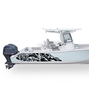 Großer Mund Bass Grafik Boot Aufkleber Kompatibel mit Mittelkonsole Boot Angeln Decal marine Vinyl Kit