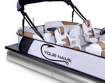 Haaksticker Compatibel met Ponton Boot aangepaste naamsticker Registratienummer Belettering Unieke vinylvervanging