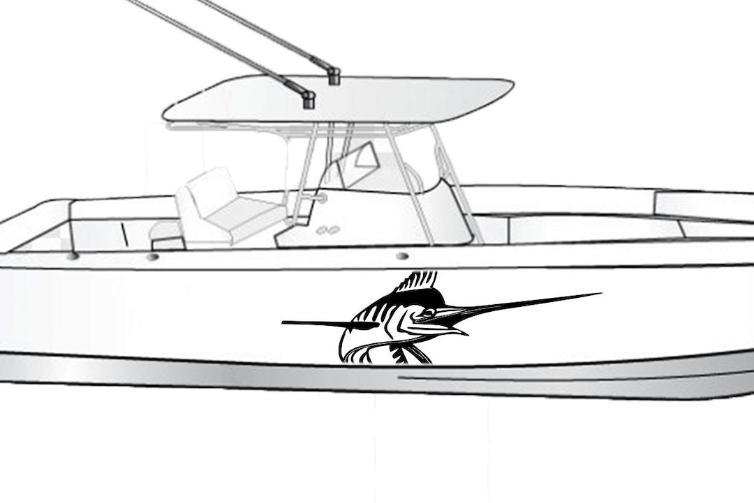 Marlin Boat Sticker Decal Compatible With Everglades Boat Fishing