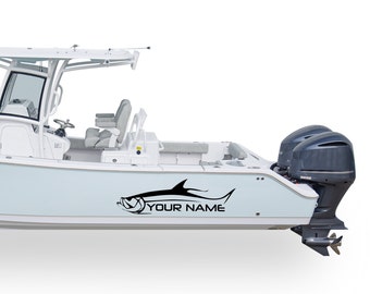 Tarpon fish Boat Custom Name Sticker Decals Compatible with Center Console Boat Fishing Marine Stripes Lure Registration Number