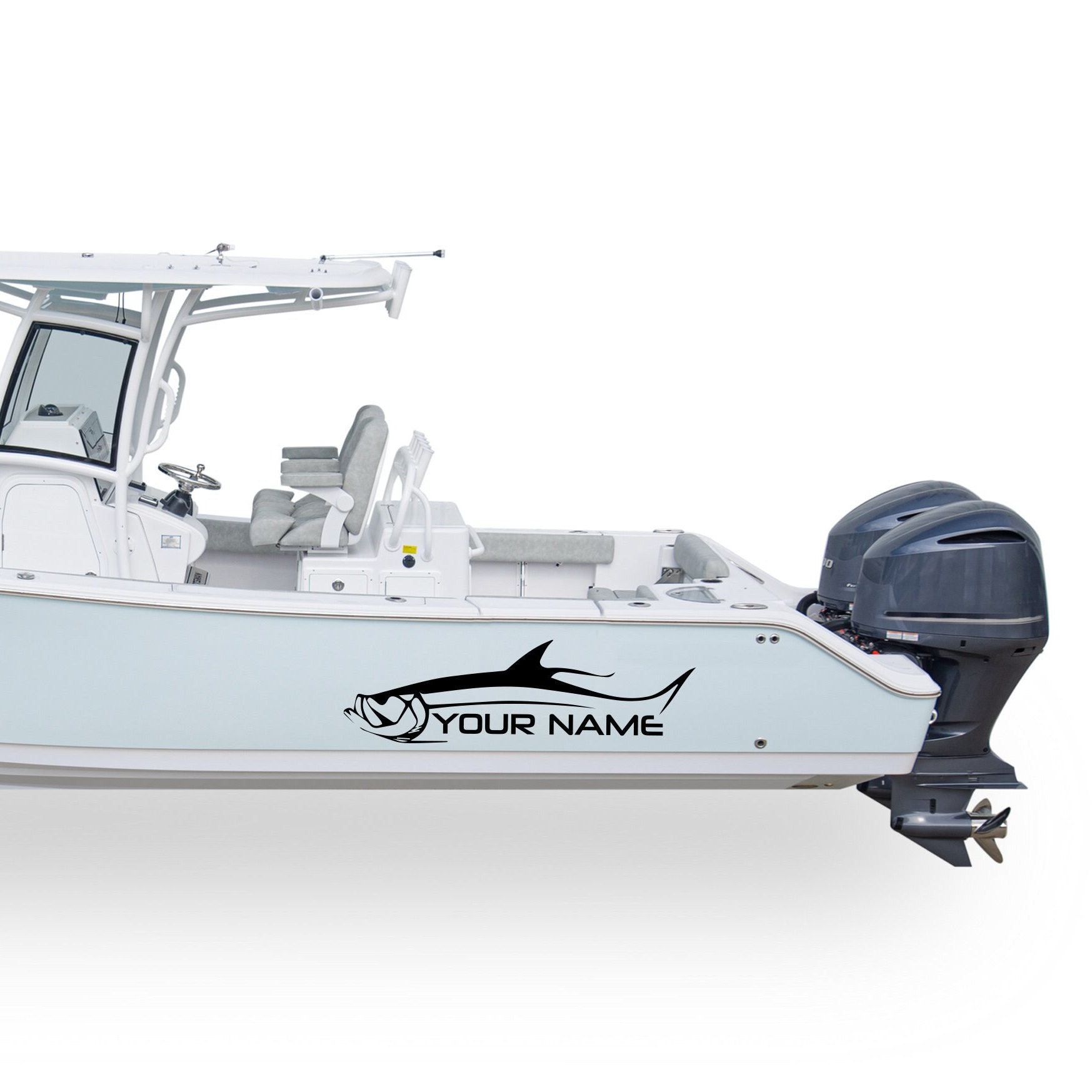 Tarpon Fish Boat Custom Name Sticker Decals Compatible With Center Console Boat  Fishing Marine Stripes Lure Registration Number 