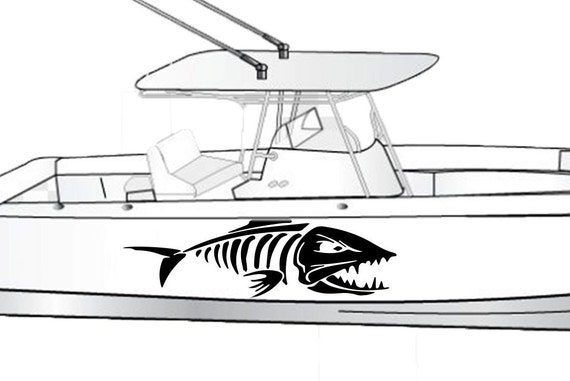 Fish Scull Graphic Boat Decals Compatible With Everglades Boat Scull Sticker  Decal 