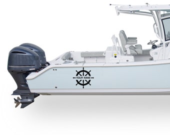 Piratenrad Boot Aufkleber links und rechts Kompatibel mit der Mittelkonsole Boot Namen Sticker Boot Rad Registriernummer