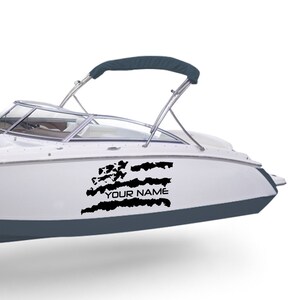 custom name Decal Compatible with Bowrider Boat US flag Boat Sticker American flag Vinyl Name Lettering Marine Registration Number